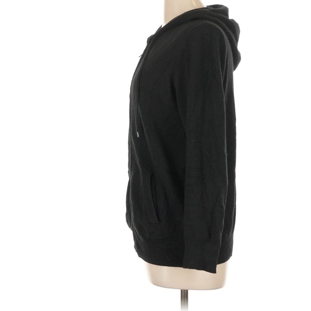 Quince Mongolian Cashmere Full Zip Up Black Hoodie Sweatshirt Size Large - Picture 3 of 8